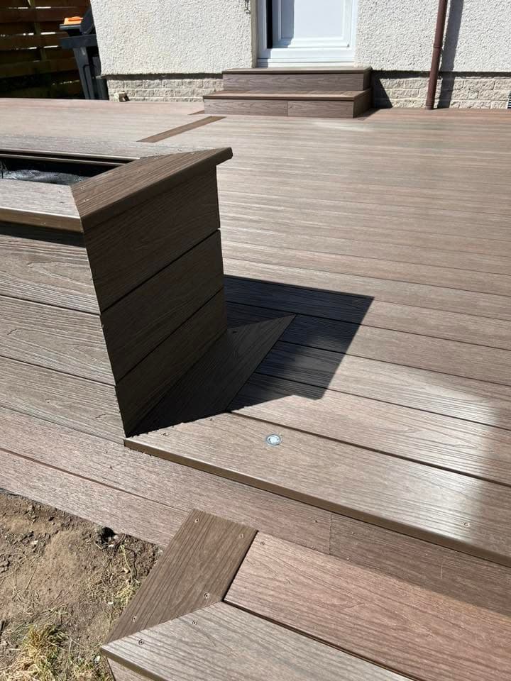 Raised decking with integrated planters
