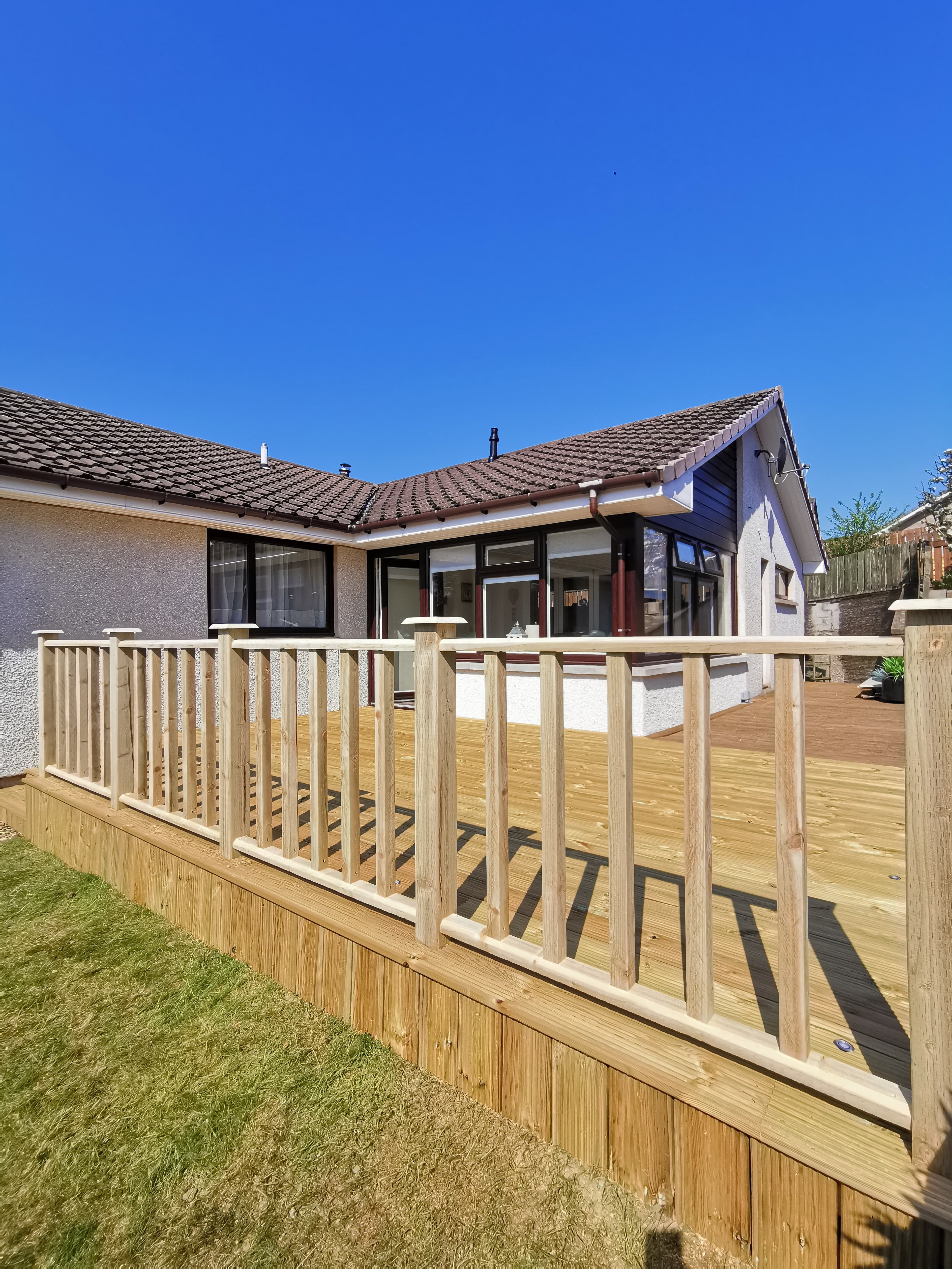 Raised decking with integrated planters
